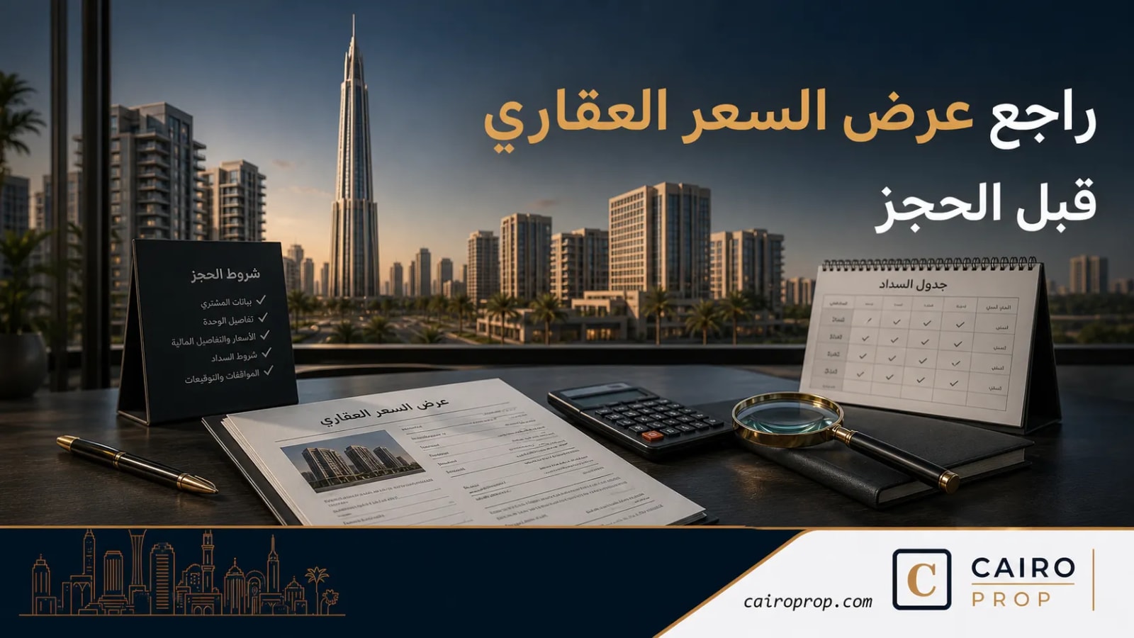 عرض سعر عقاري وجدول سداد للمراجعة قبل الحجز