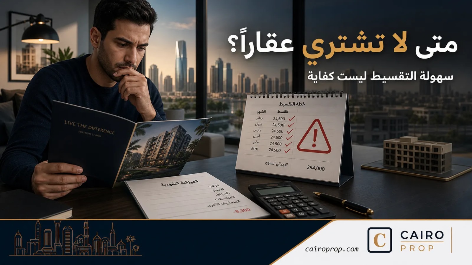 متى يكون شراء العقار قرارًا غير مناسب رغم سهولة التقسيط؟ مشتري يراجع قرار شراء العقار رغم سهولة التقسيط