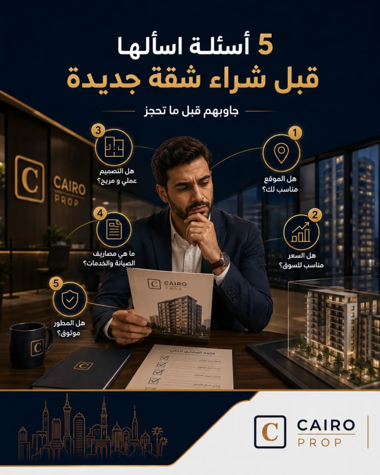 غلاف مقال 5 أسئلة اسألها قبل شراء شقة جديدة