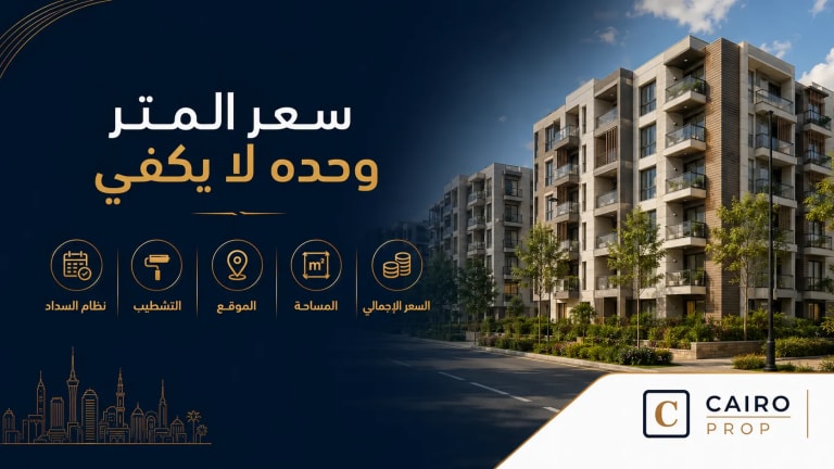 حاسبة لمقارنة سعر المتر بالسعر الإجمالي والمساحة الصافية للعقار