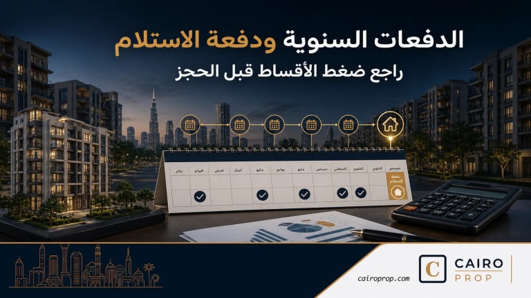 تقويم يوضح الدفعات السنوية ودفعة استلام الوحدة العقارية