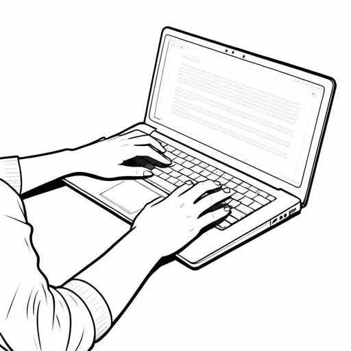 Typing email on a laptop