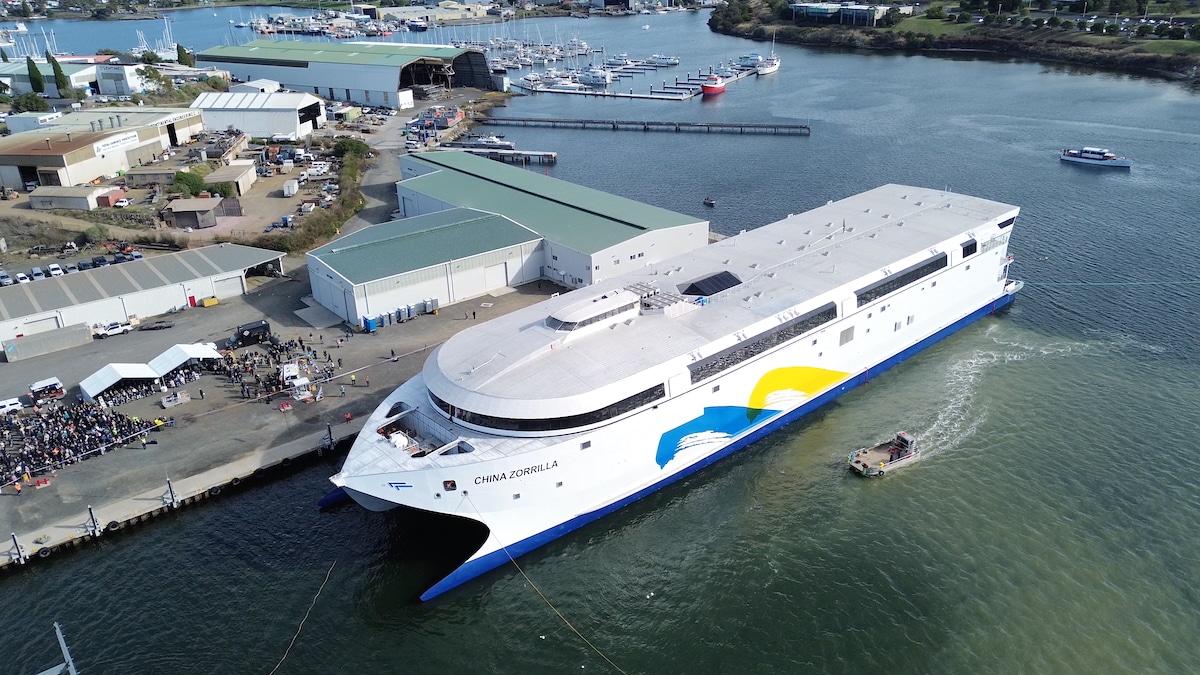 World's largest electric ship launches in Tasmania