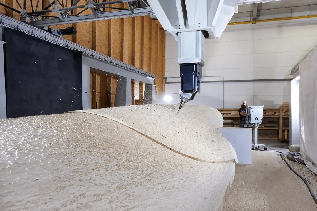 World’s first wooden wind blade factory