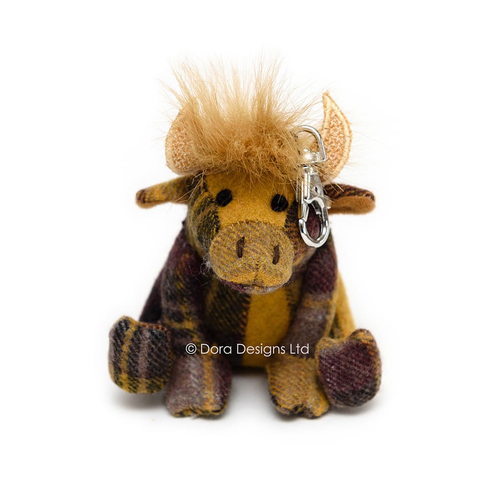 Plaid Highland Cow Key Ring Scottish Dora Designs Ltd