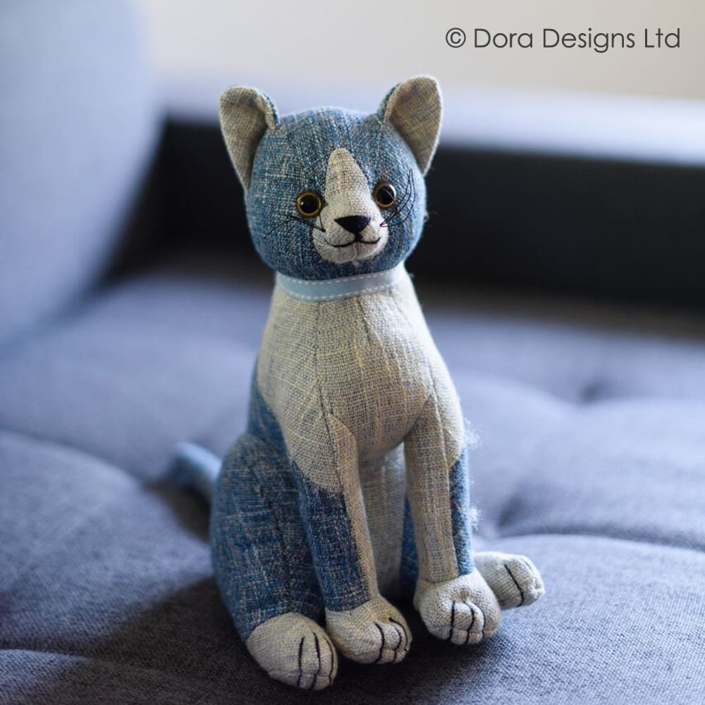 Blue Tabby Cat Doorstop by Dora Designs