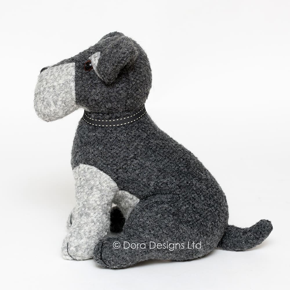 Sugar Bear Schnauzer Fabric Dog Doorstop by Dora Designs
