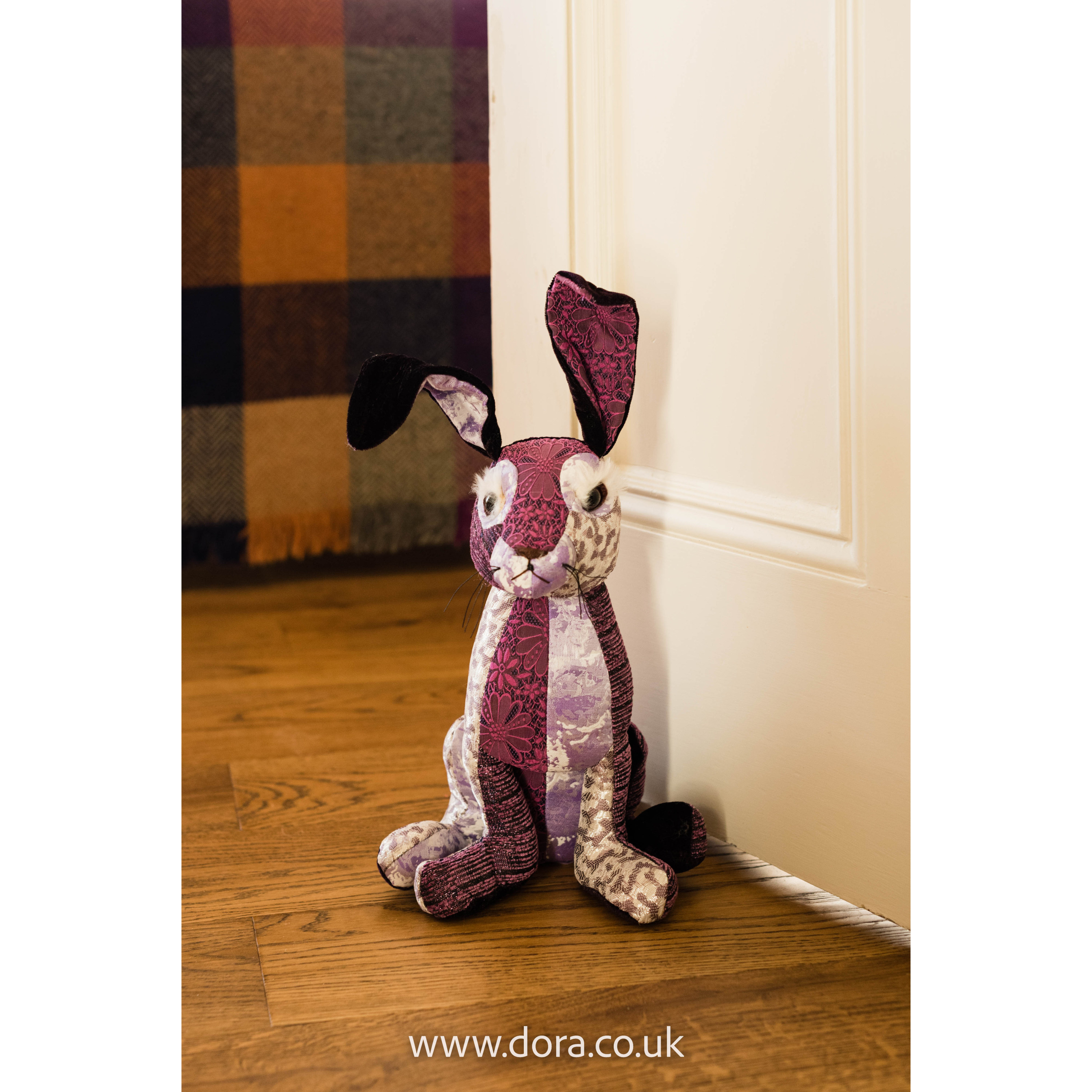 Patchwork Hare Fabric & Material Doorstop Dora Designs Ltd