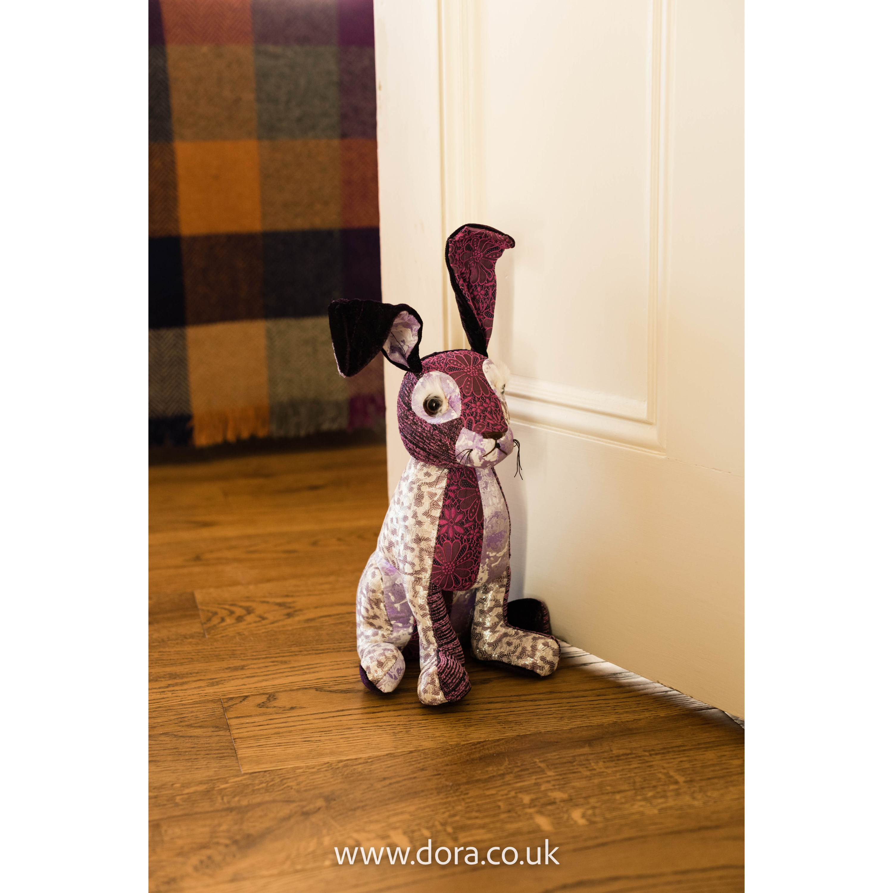 Patchwork Hare Fabric & Material Doorstop Dora Designs Ltd
