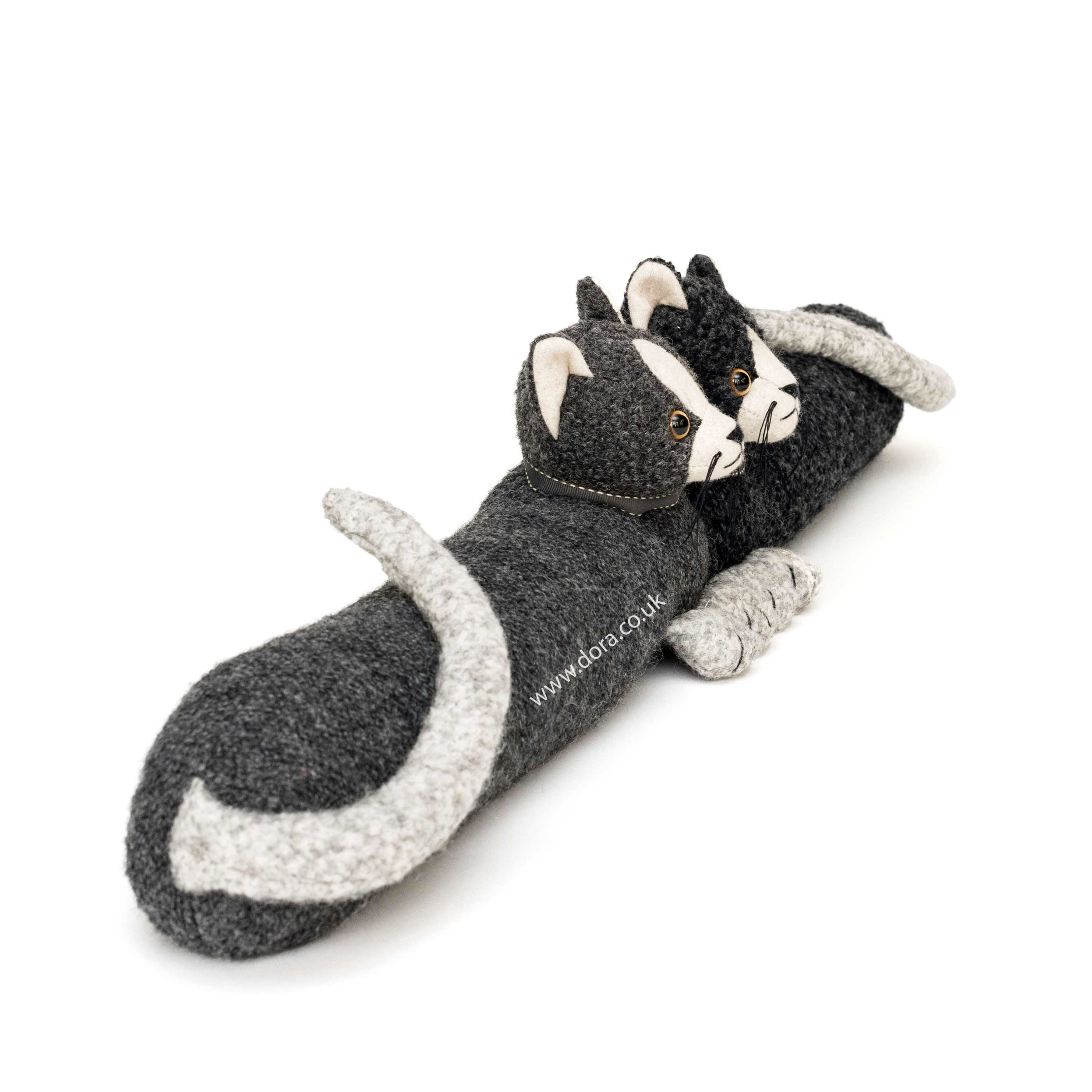 Grey and Black Cat Twins Draught Excluder