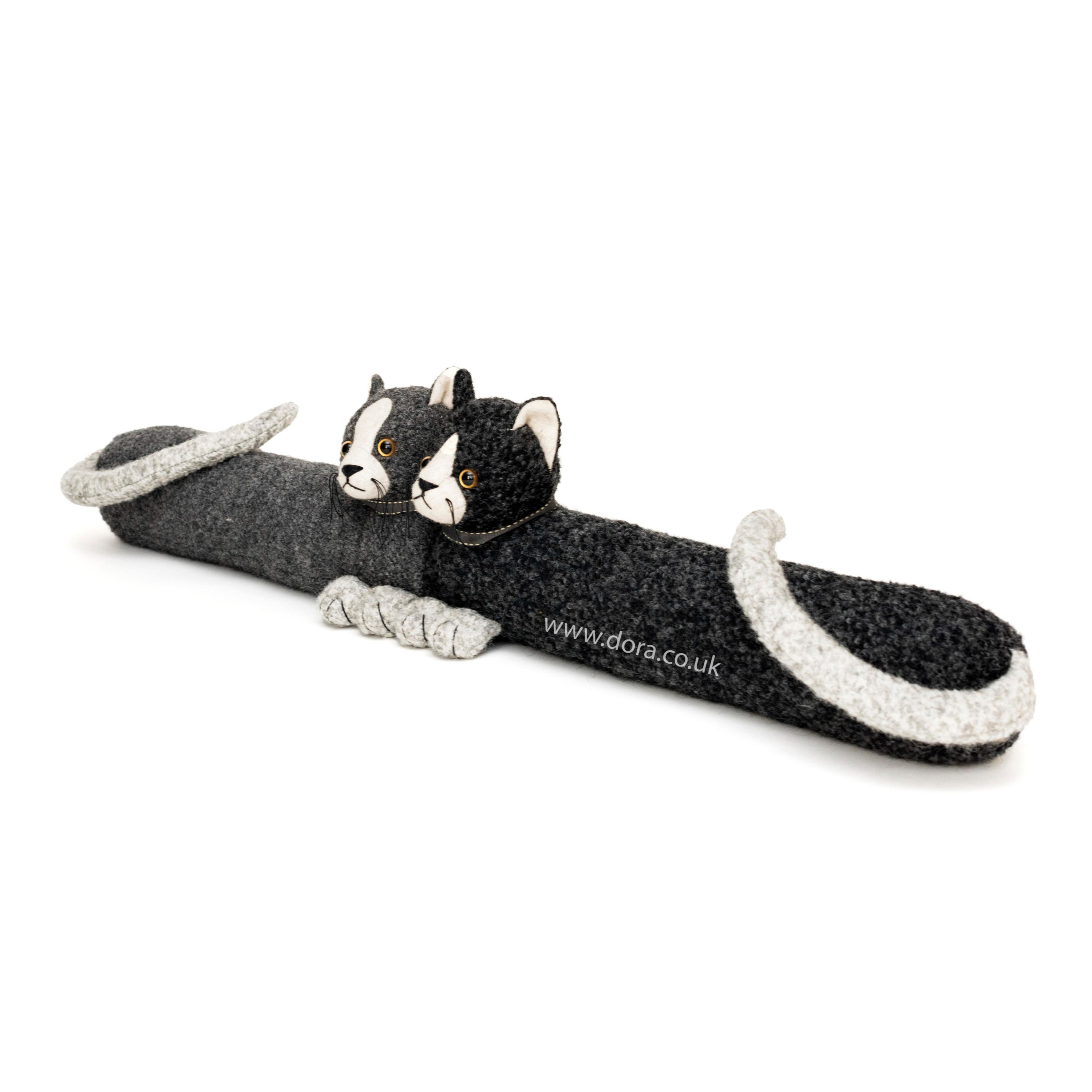 Grey and Black Cat Twins Draught Excluder