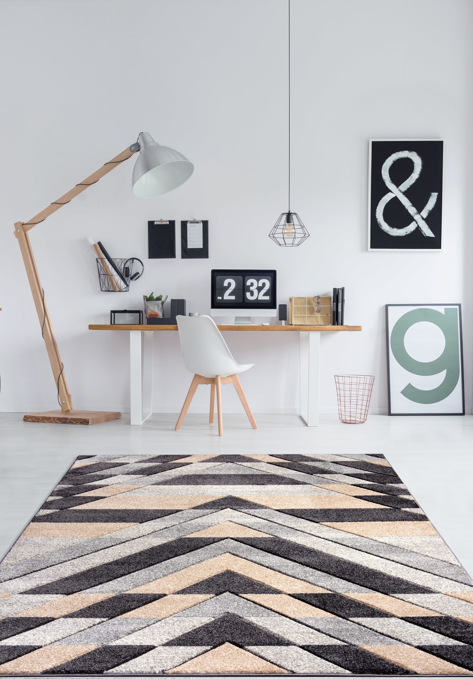 Asher Grey-Beige Hand Carved Rug | The Asher Collection