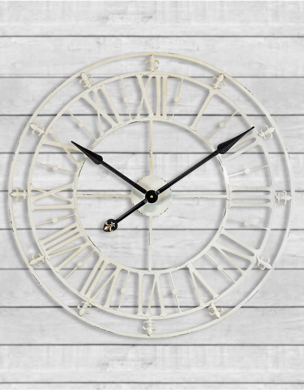 Medium Antique Cream Iron Skeleton Wall Clock