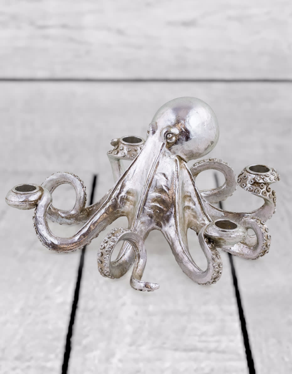 Silver Octopus Candle Stick