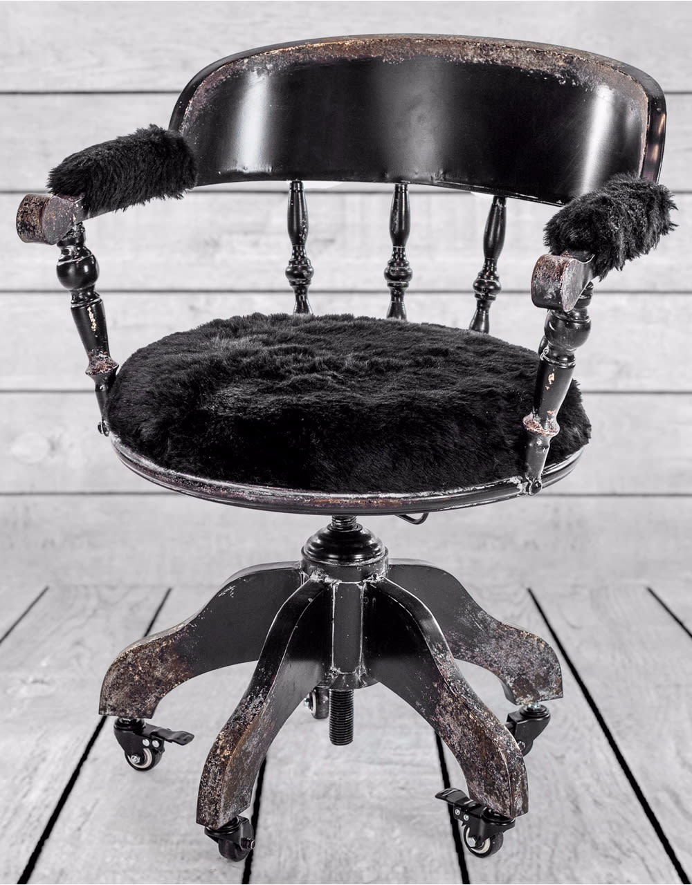 Black Metal "Verne" Traditional Swivel Desk Chair
