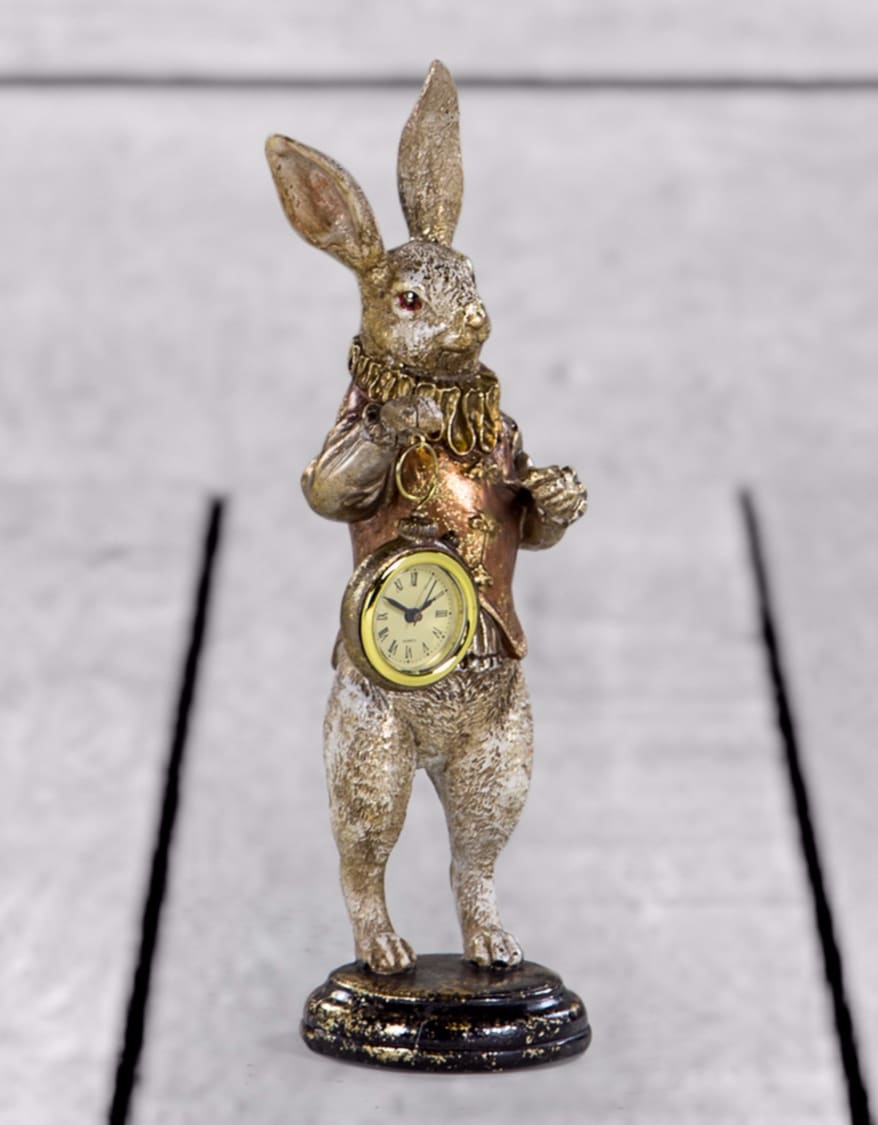 The White Rabbit Standing Clock Figure Gold