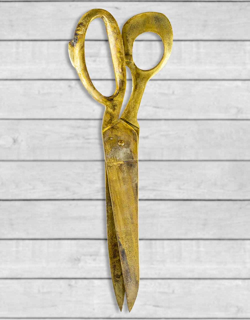 Large Antique Gold Aluminium Scissors Wall Decor