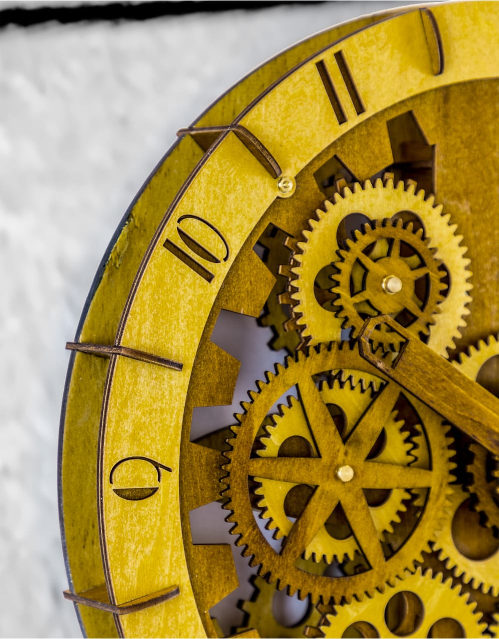 Wooden Moving Gears Wall Clock