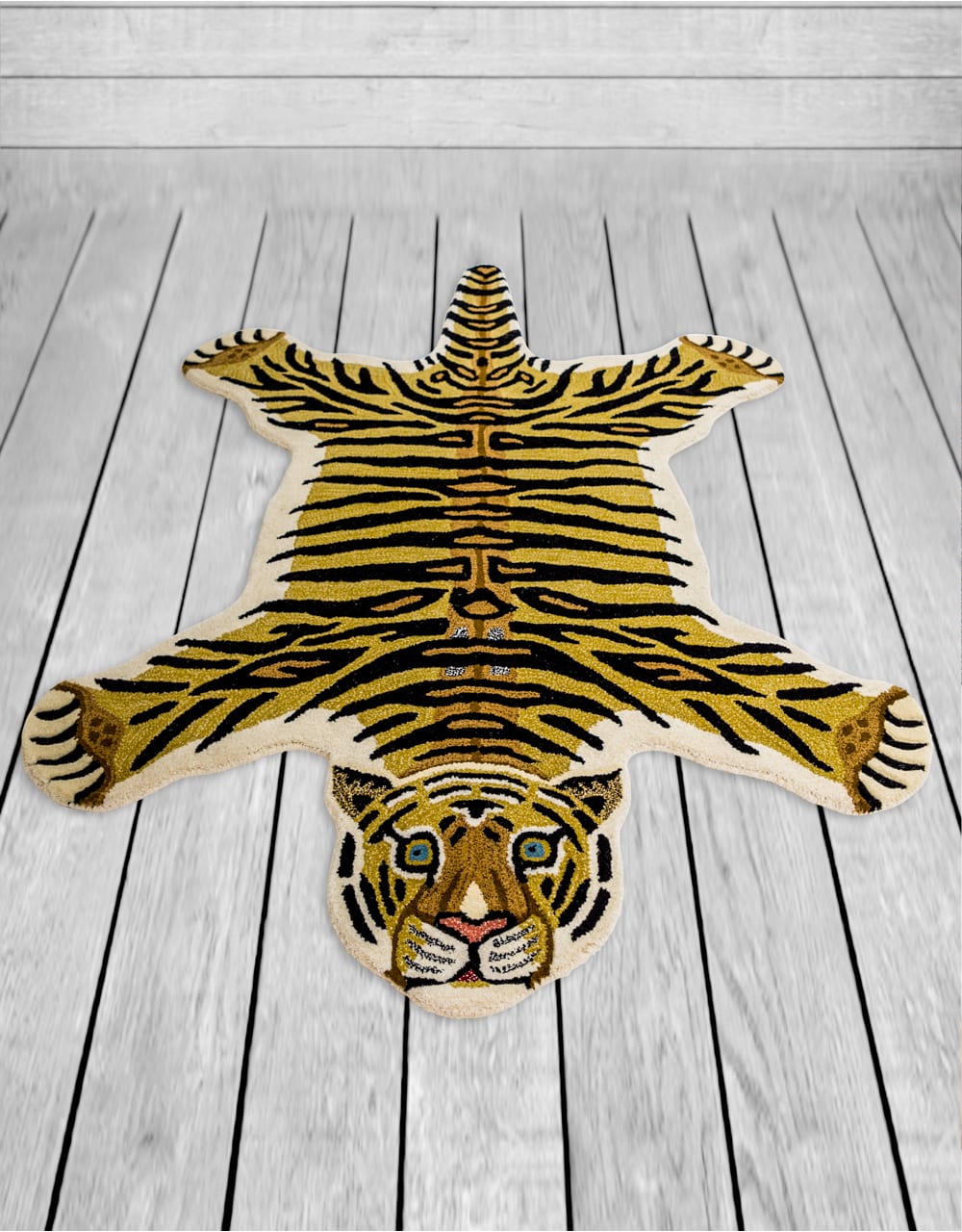 Hand Tufted Extra Large Tiger "Skin" Woollen Rug