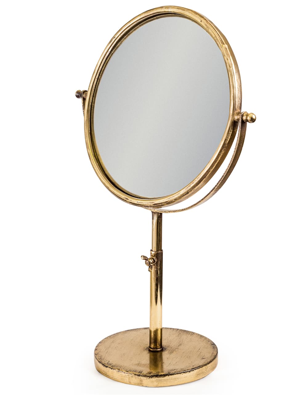 Small Antique Gold Convex Adjustable Table Mirror