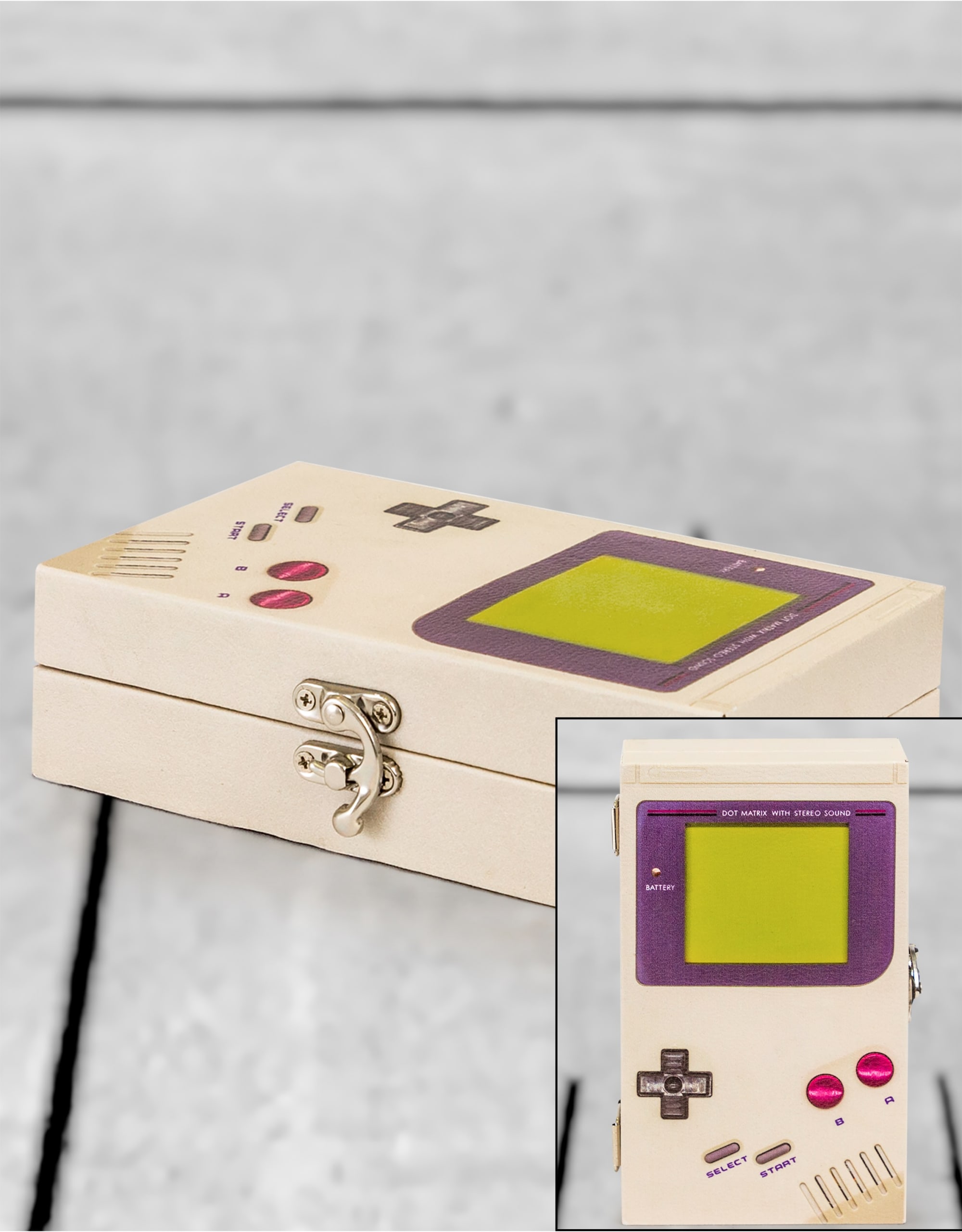 Grey Retro Handheld Games Console Storage Box