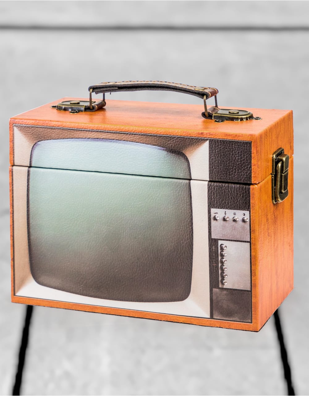 Brown Retro Television Storage Box