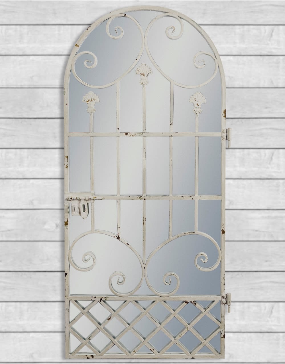 Rustic Chantilly Grey Tall Garden Gate Wall Mirror