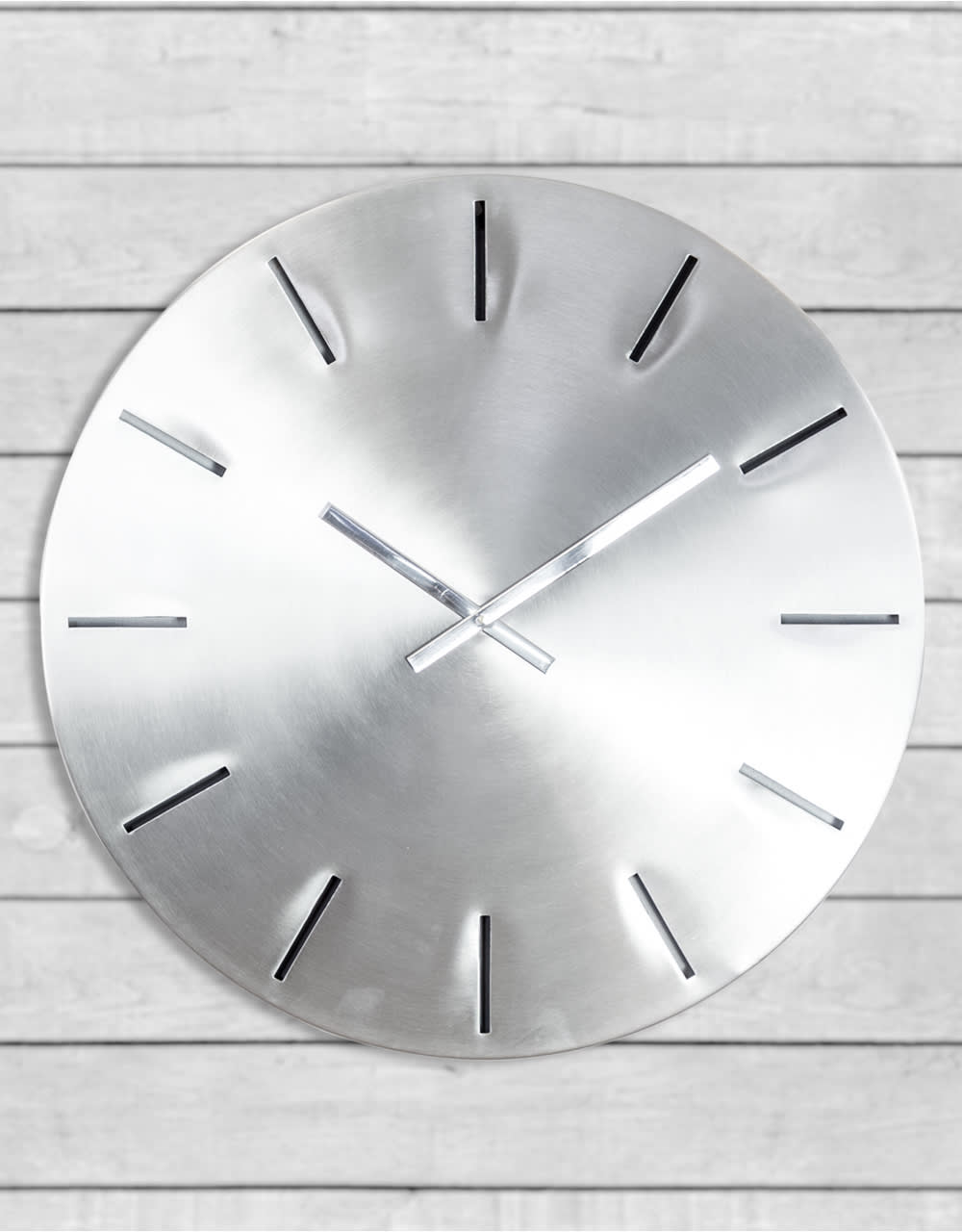 Large Brushed Steel Metal Wall Clock *CLEARANCE ITEM*