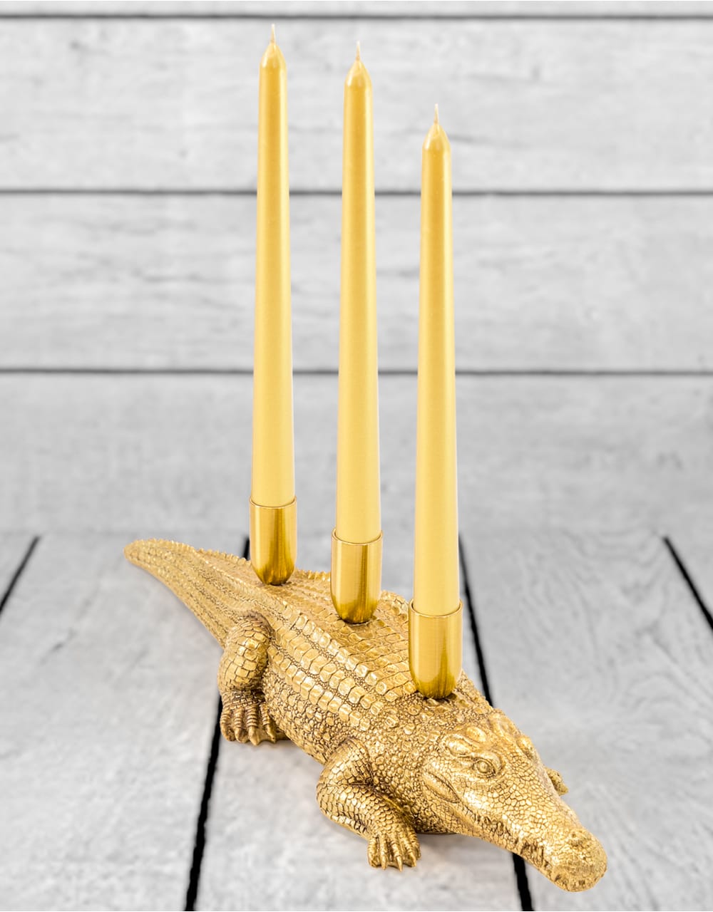 Antique Gold Crocodile Candle Holder