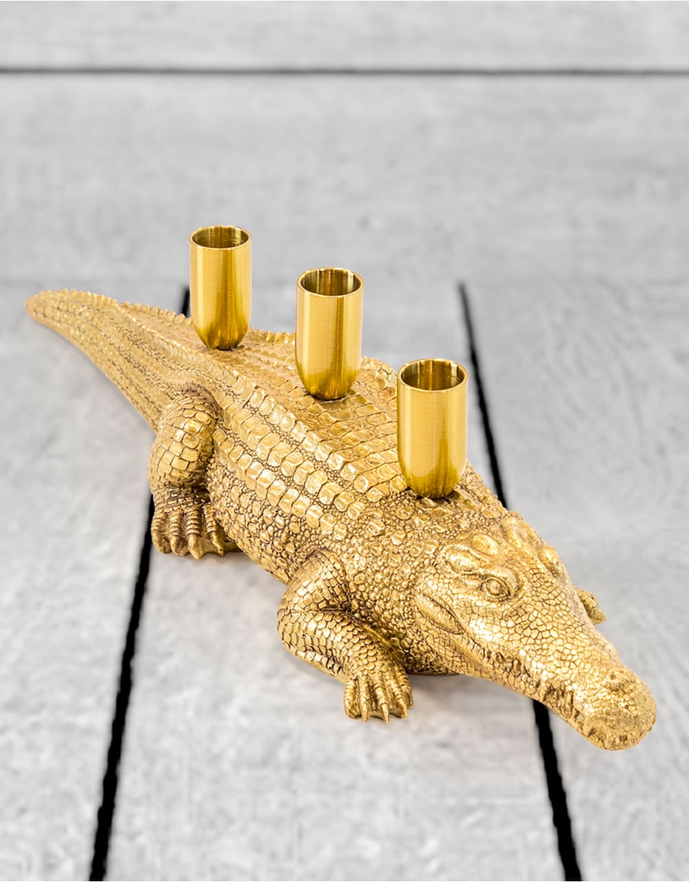 Antique Gold Crocodile Candle Holder