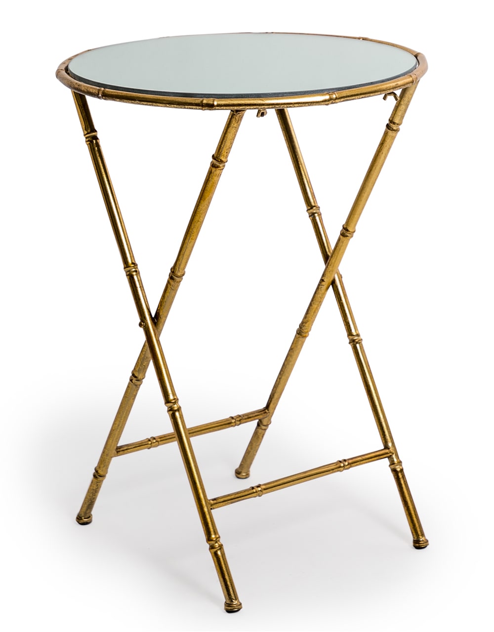 Antique Gold/Bronze Leaf Metal Bamboo Side Table
