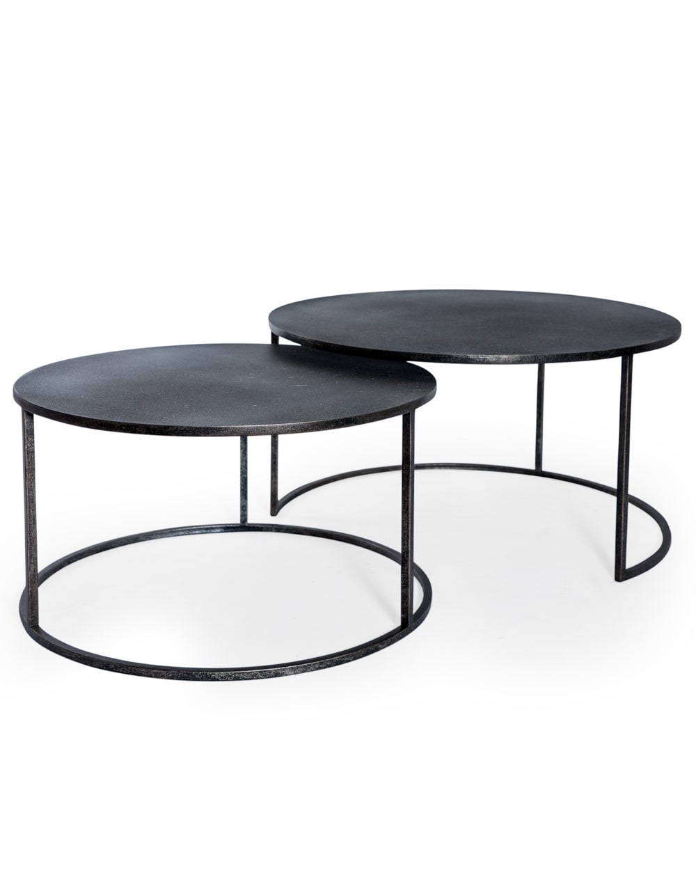 Nest of 2 Antique Pewter/Grey Metal Coffee Tables