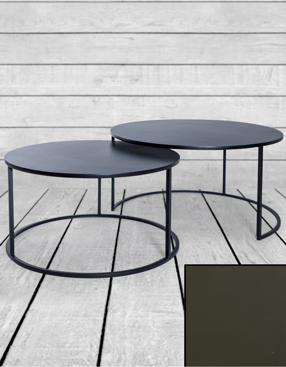 Nest of 2 Matt Black Metal Coffee Tables