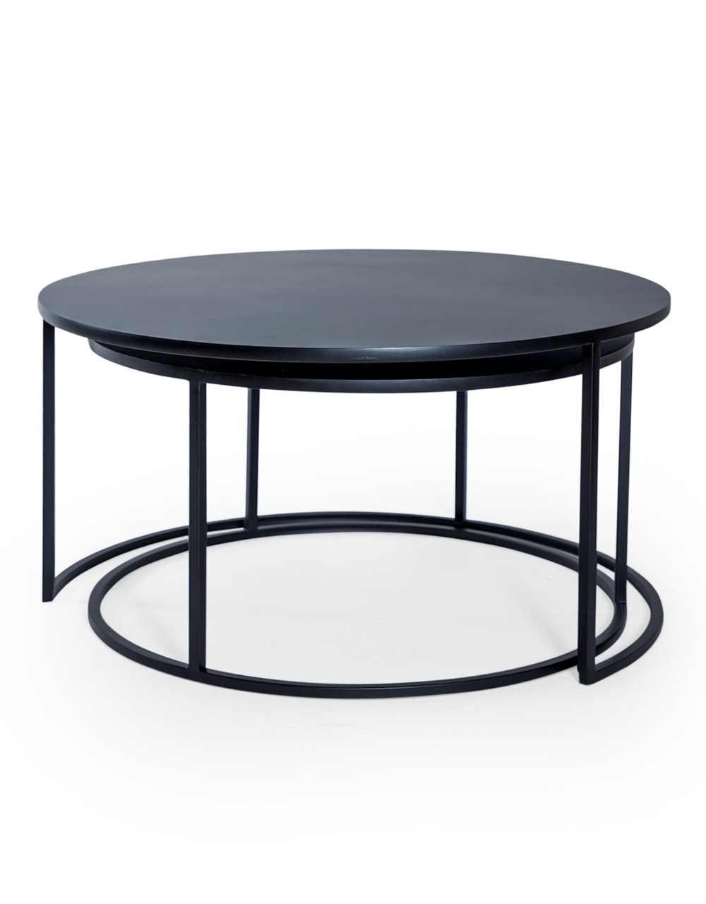 Nest of 2 Matt Black Metal Coffee Tables