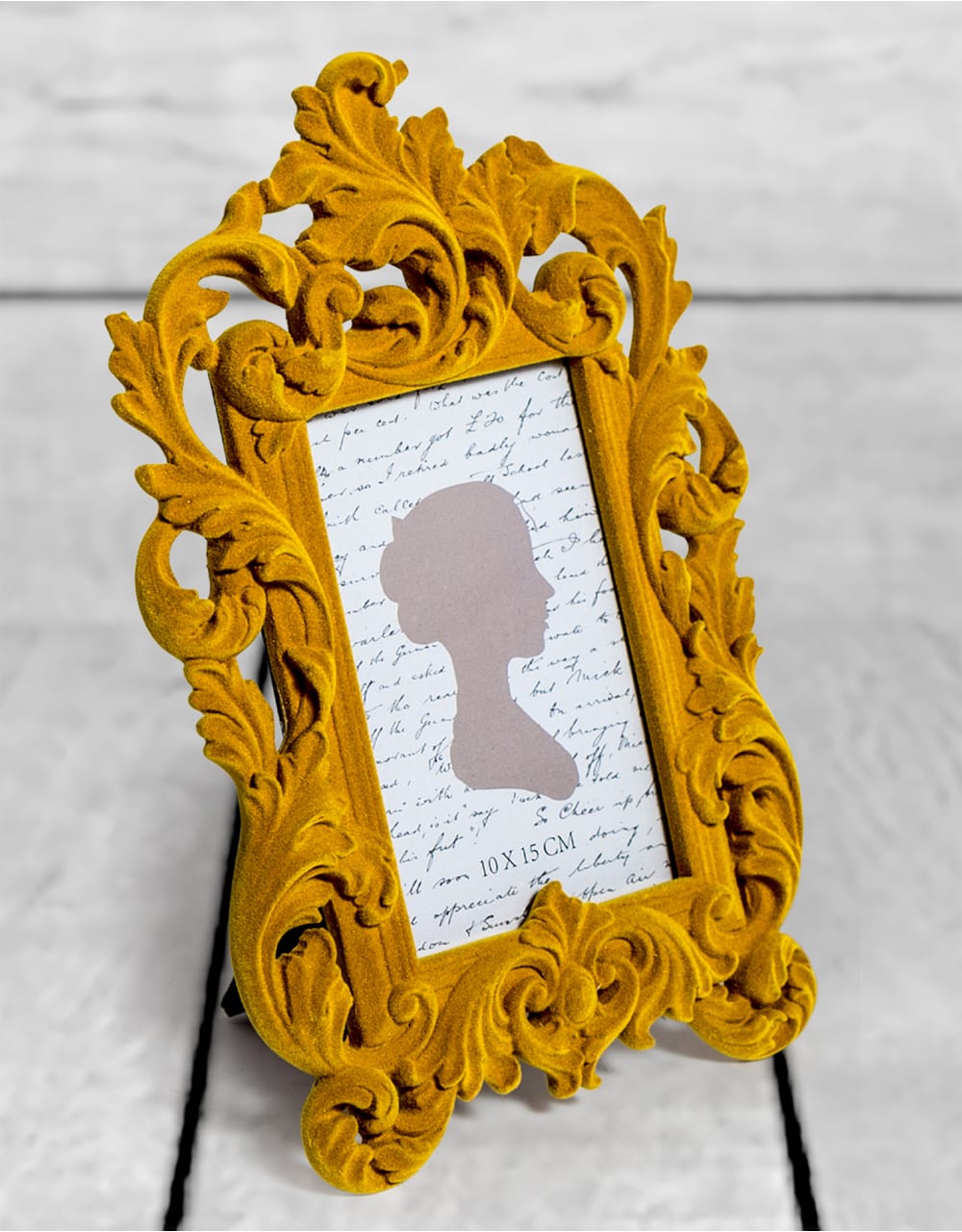 Mustard Yellow Flock Ornate Photo Frame
