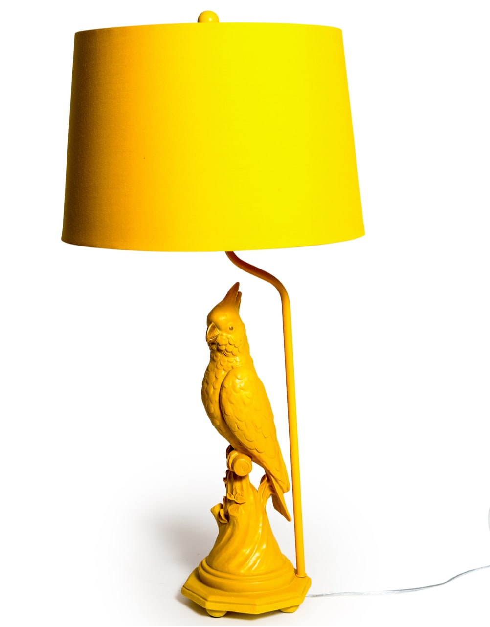 Matt Mustard Yellow/Orange Parrot Table Lamp w. Metallic Lined Shade