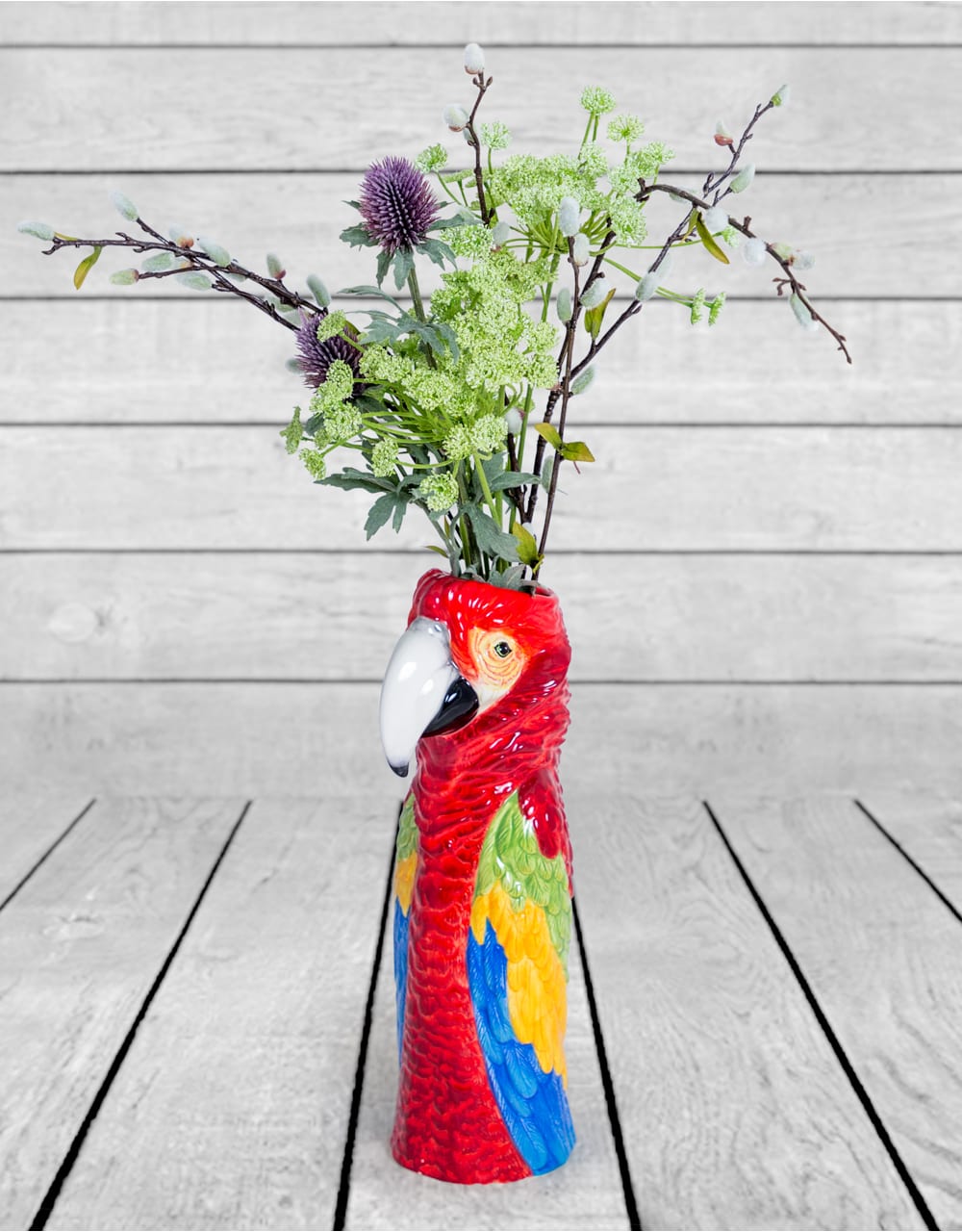 Hand Painted Ceramic Red Macaw/Parrot Head Vase