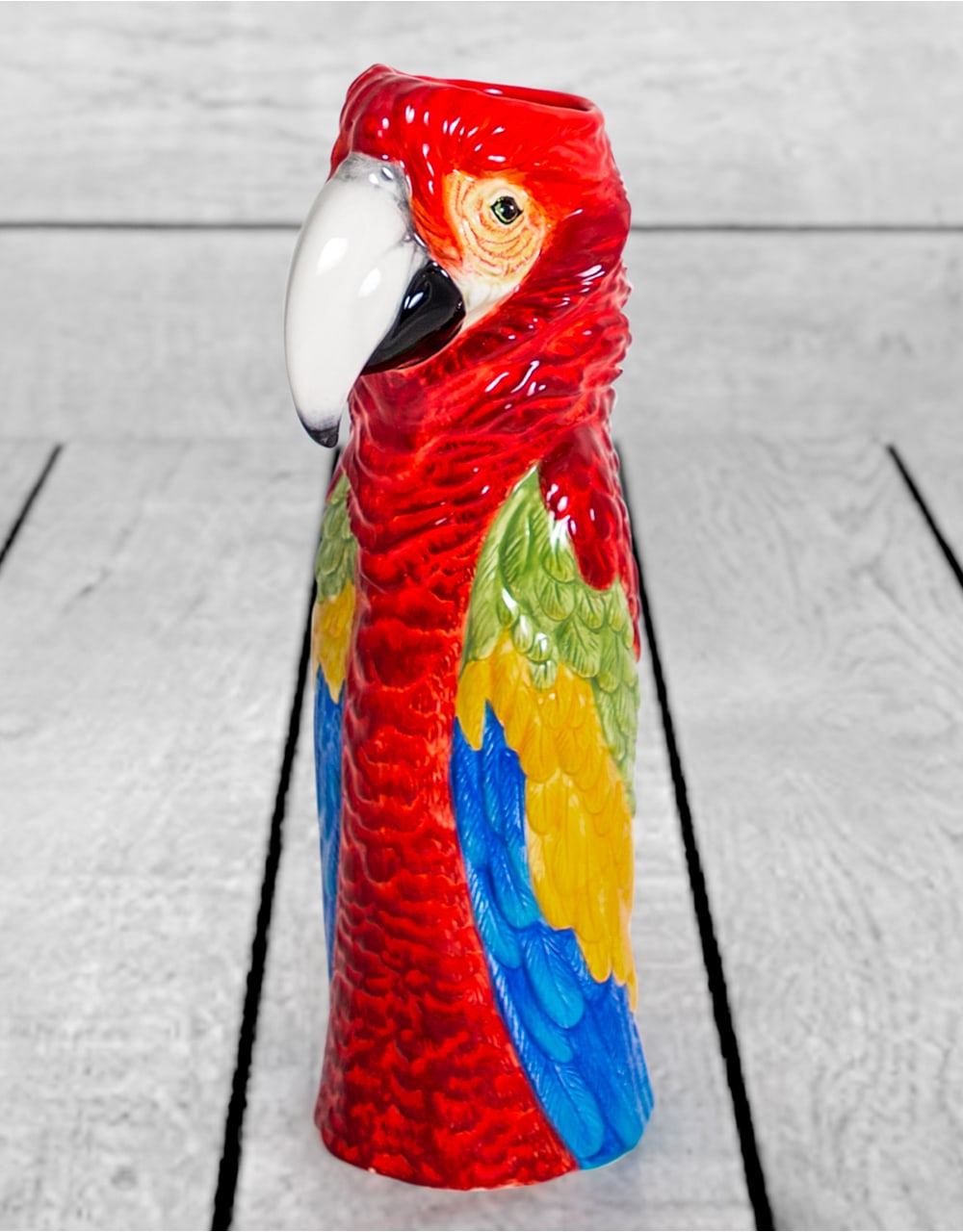 Hand Painted Ceramic Red Macaw/Parrot Head Vase