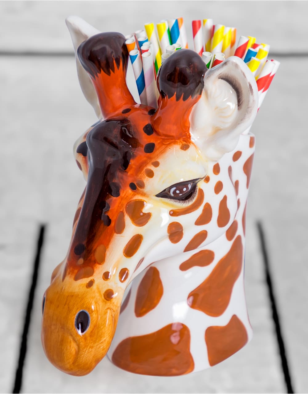 Hand Painted Ceramic Giraffe Head Storage Jar/Vase