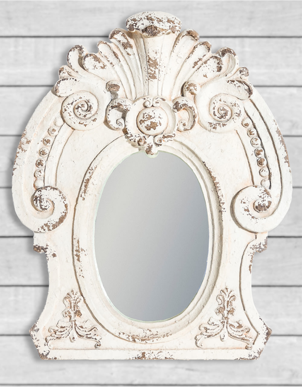 Antique White Architectural Wall Mirror
