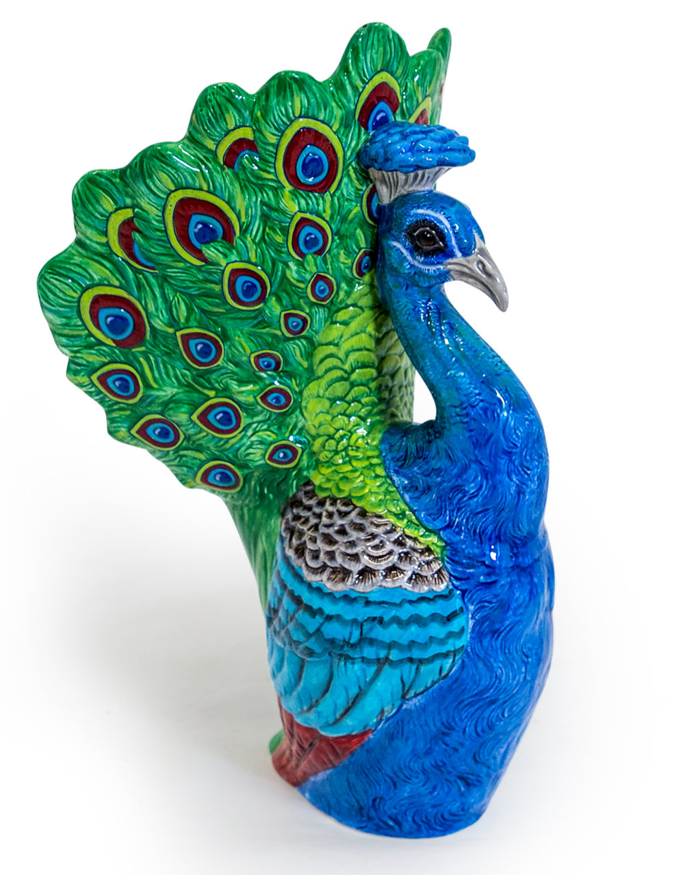 Hand Painted Ceramic Peacock Vase