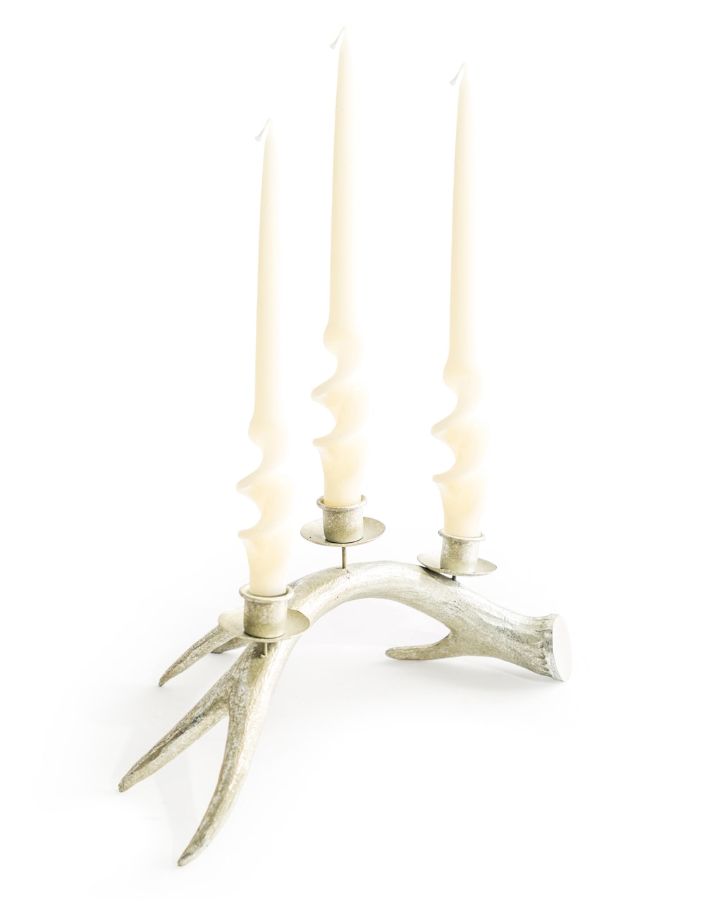 Medium Antique Silver Antler Candle Holder