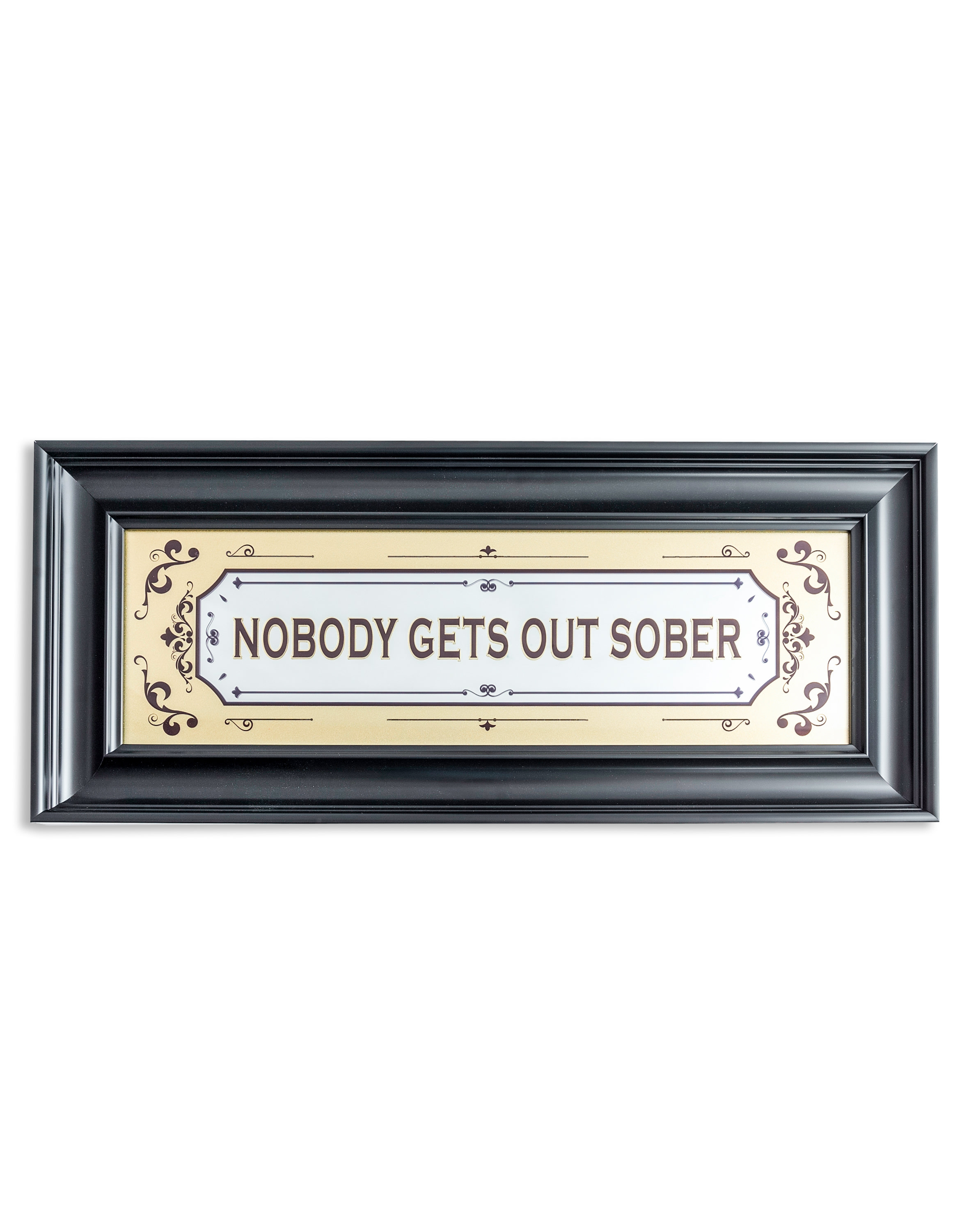 Targa In Latta Divertente 30,5x20,3 Cm - "Warning Nobody Gets Out Sober" - Perfetta Per Pub, Garage E Tane Da Uomo