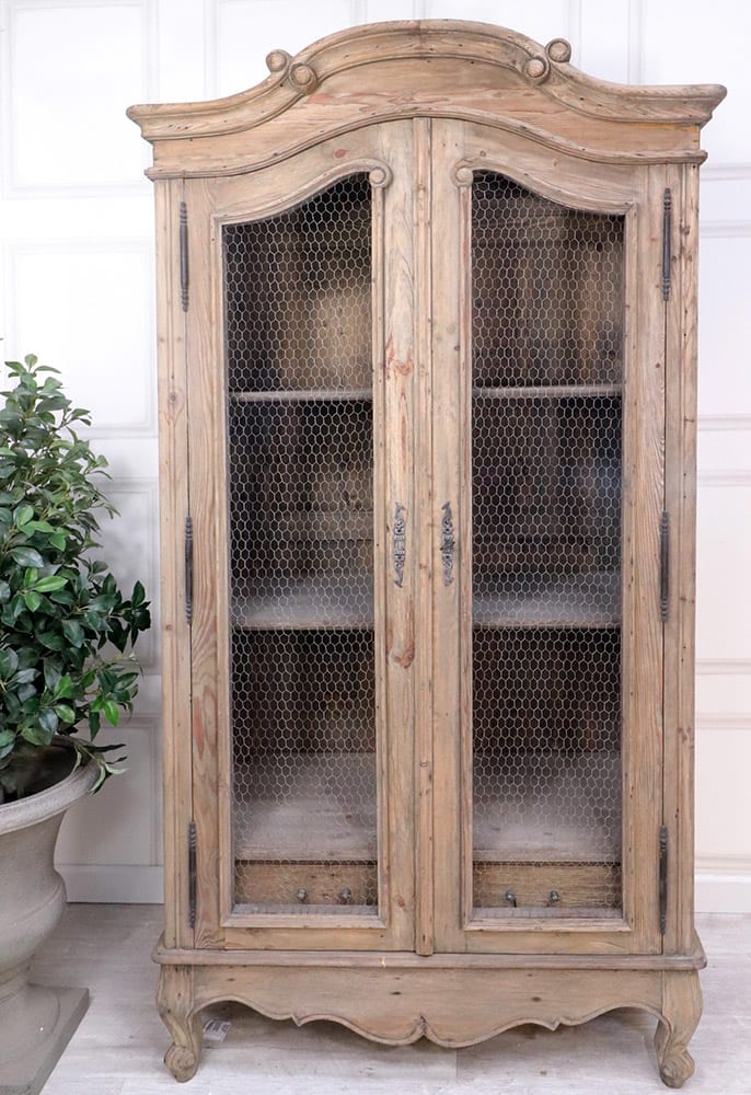 French Style Reclaimed Chicken Wire Armoire