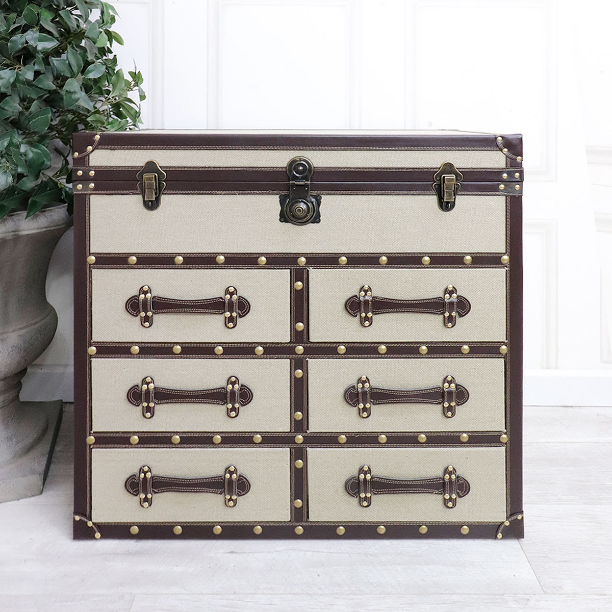 Large Linen Trunk with Drawers