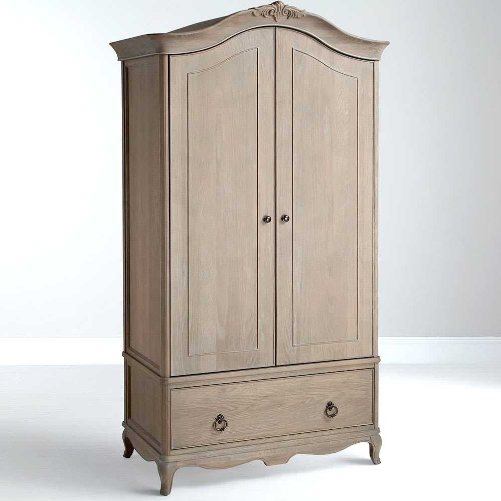 French Style Natural Armoire Wardrobe with Drawer