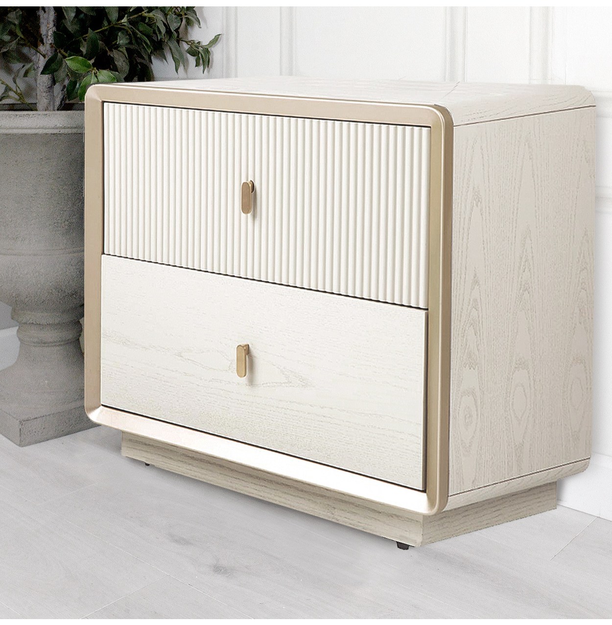 Diletta Stone Sand Bedside Table by Vida Living Nicky Cornell