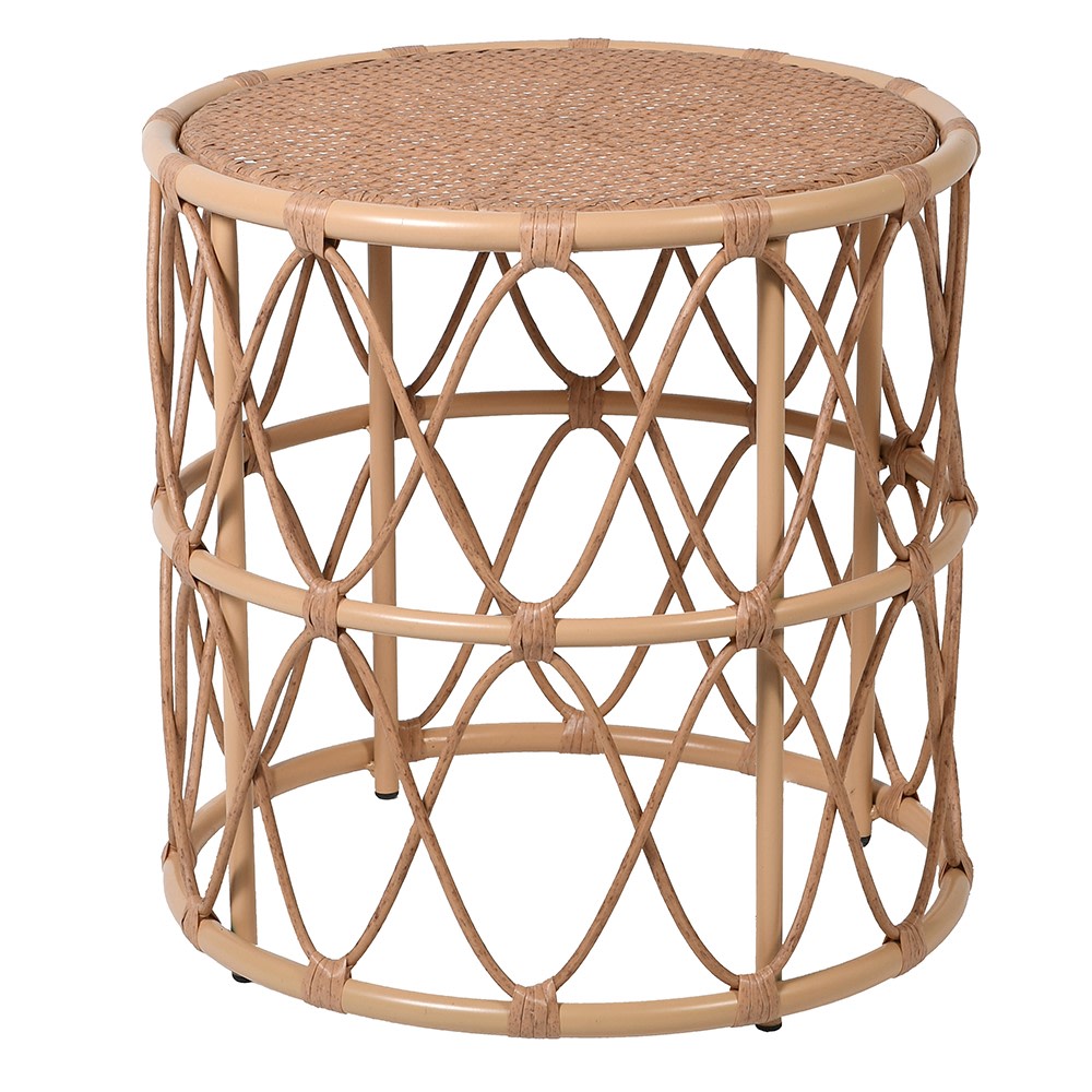 Wicker Rattan Drum Style Side Table Nicky Cornell