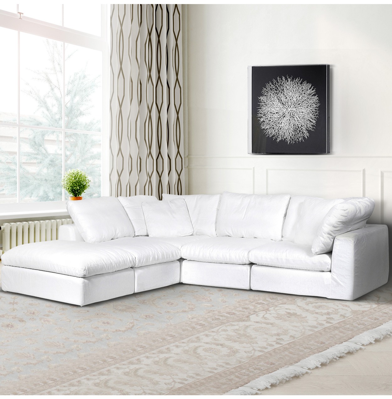 White Linen Corner Sofa Nicky Cornell