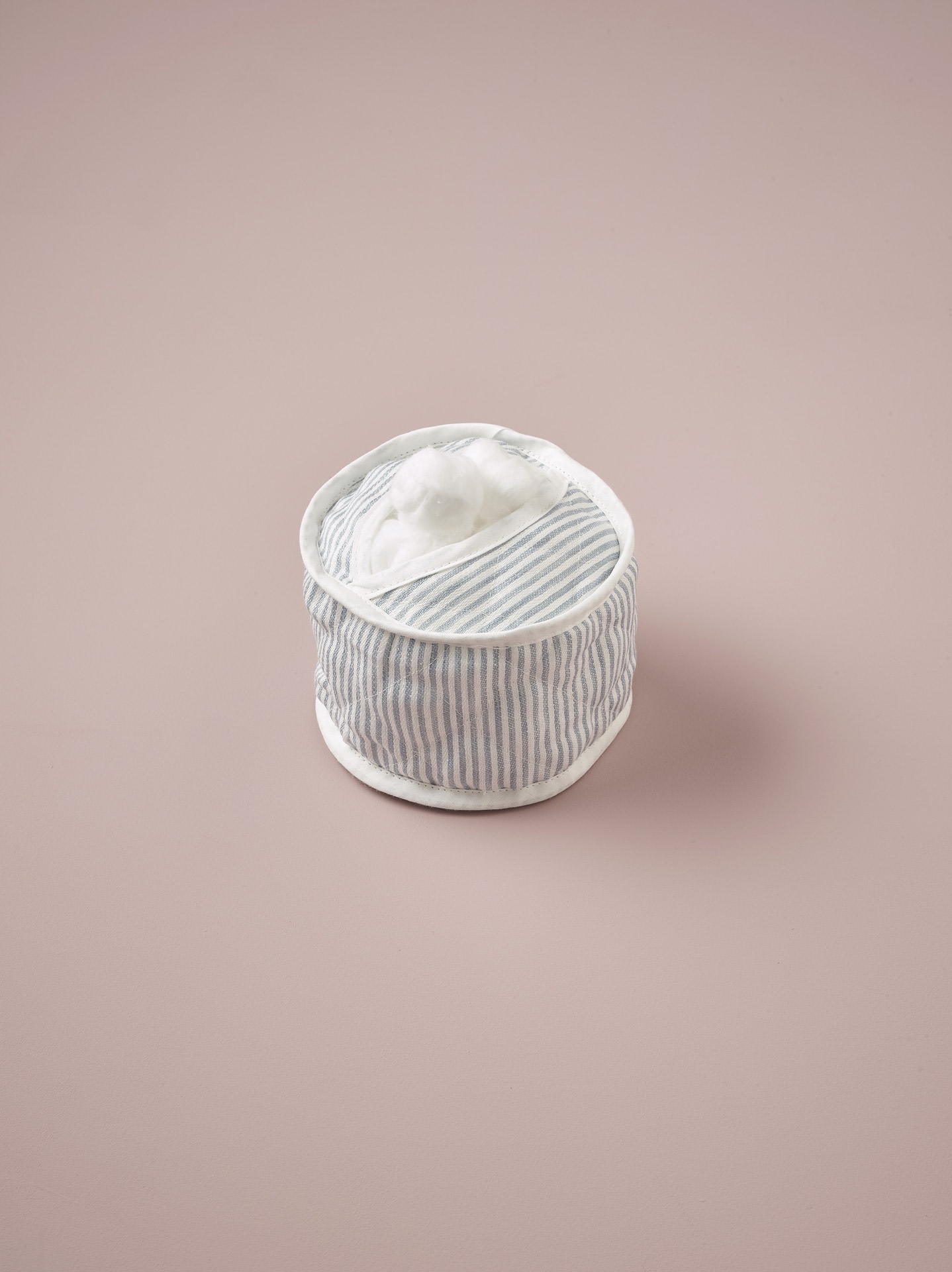 Cotton Wool Holder Linen Stripe / Blue